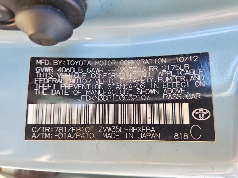 Продаж на аукціоні авто 2013 Toyota Prius Plug-in Hybrid, vin: JTDKN3DP1D3032107, номер лоту: 58223806