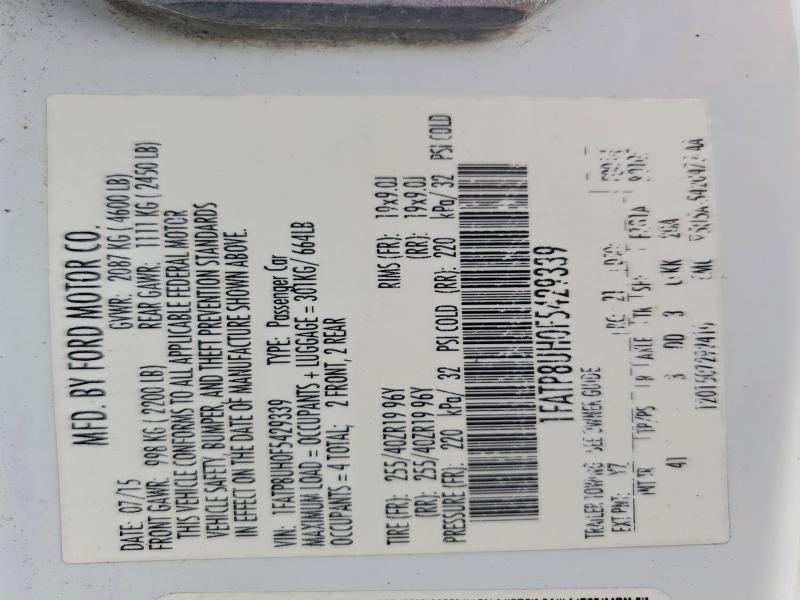 2015 Ford Mustang მანქანა იყიდება აუქციონზე, vin: 1FATP8UH0F5429339, აუქციონის ნომერი: 56819876