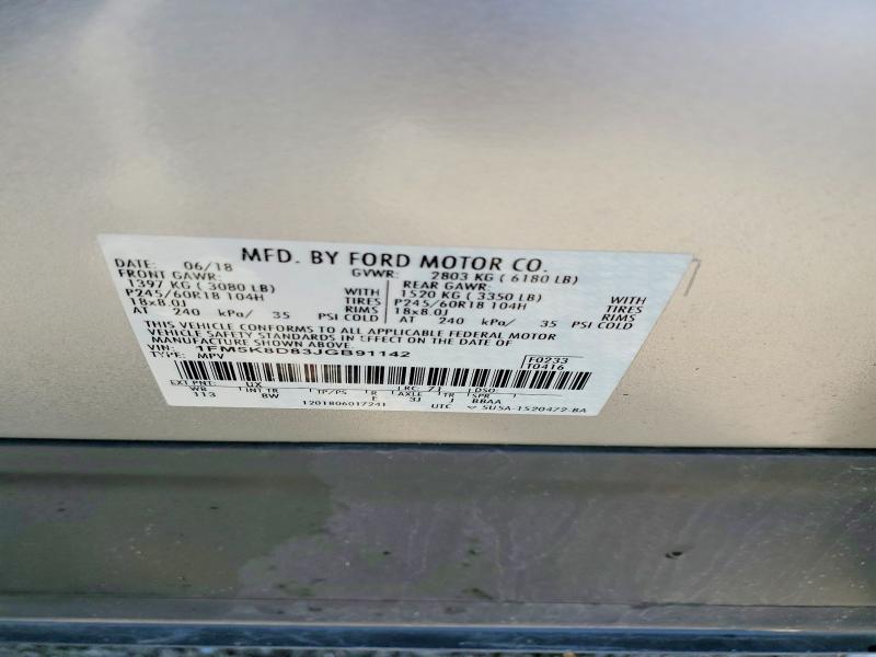 Продажа на аукционе авто 2018 Ford Explorer, vin: 1FM5K8D83JGB91142, номер лота: 58327386