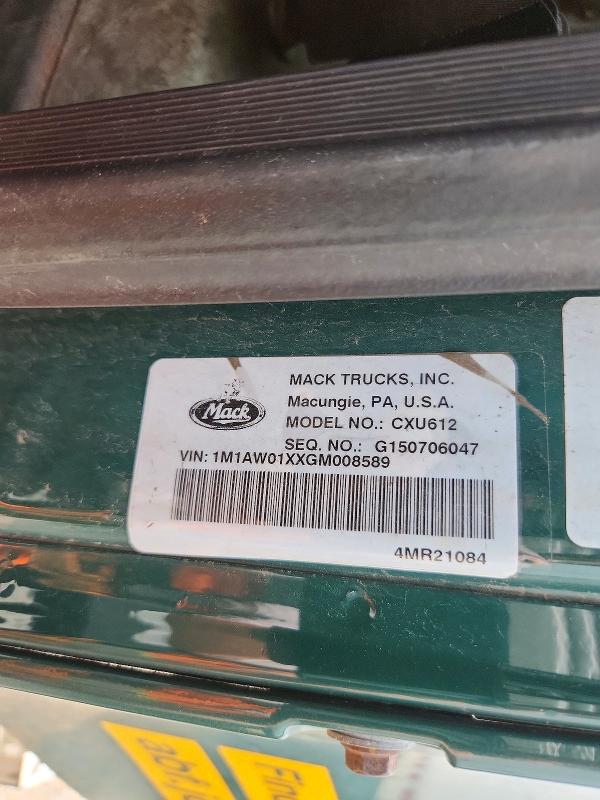 Aukcja sprzedaży 2016 Mack Cx600, vin: 1M1AW01XXGM008589, numer aukcji: 57090066