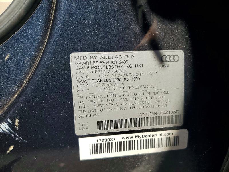Aukcja sprzedaży 2013 Audi Q5, vin: WA1LFAFP9DA013247, numer aukcji: 57431556