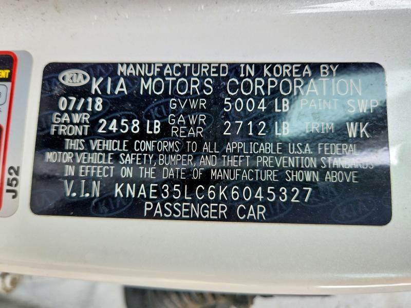 56041856 :رقم المزاد ، KNAE35LC6K6045327 vin ، 2019 Kia Stinger مزاد بيع