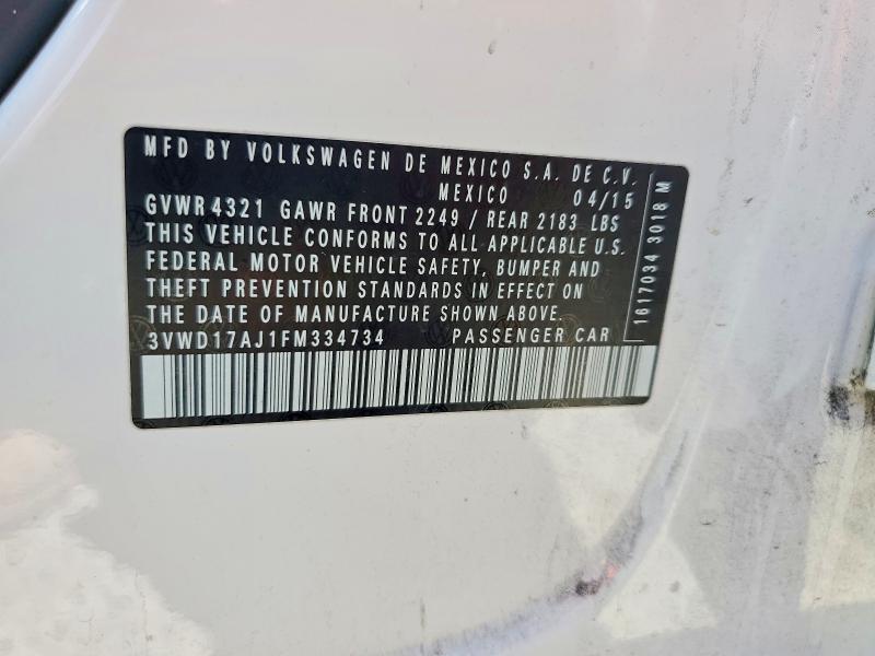 Aukcja sprzedaży 2015 Volkswagen Jetta, vin: 3VWD17AJ1FM334734, numer aukcji: 57748656