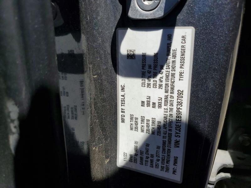 Продажа на аукционе авто 2023 Tesla Model 3, vin: 5YJ3E1EB9PF387092, номер лота: 57428316