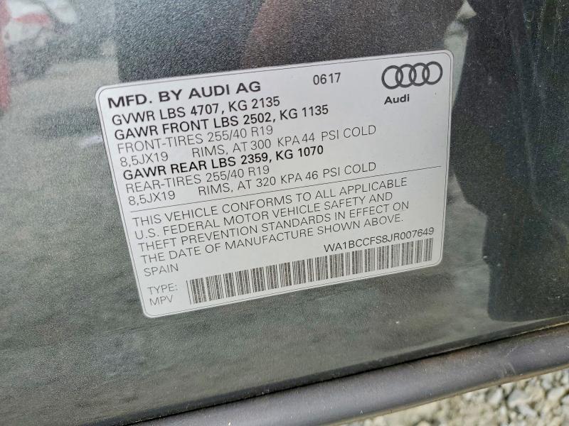 Aukcja sprzedaży 2018 Audi Q3, vin: WA1BCCFS8JR007649, numer aukcji: 57619916