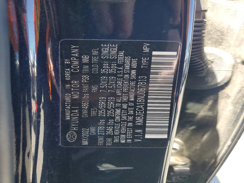 2022 Hyundai Tucson მანქანა იყიდება აუქციონზე, vin: KM8JECA18NU067813, აუქციონის ნომერი: 56103086