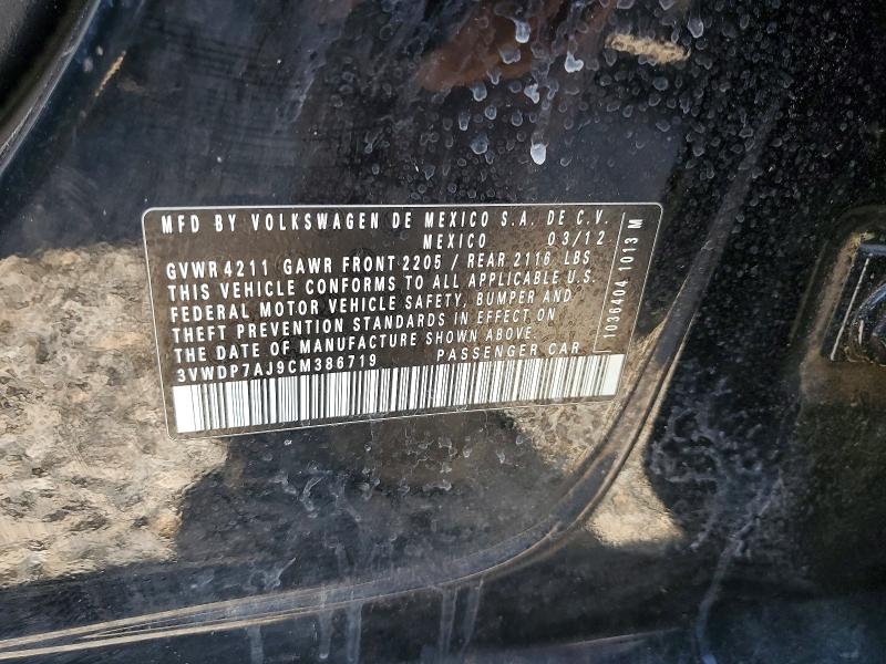56804996 :رقم المزاد ، 3VWDP7AJ9CM386719 vin ، 2012 Volkswagen Jetta مزاد بيع