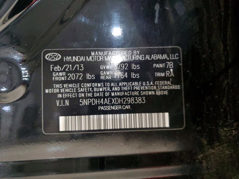 Продаж на аукціоні авто 2013 Hyundai Elantra, vin: 5NPDH4AEXDH298383, номер лоту: 55766206