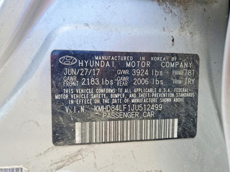 2018 Hyundai Elantra მანქანა იყიდება აუქციონზე, vin: KMHD84LF1JU512499, აუქციონის ნომერი: 55139606