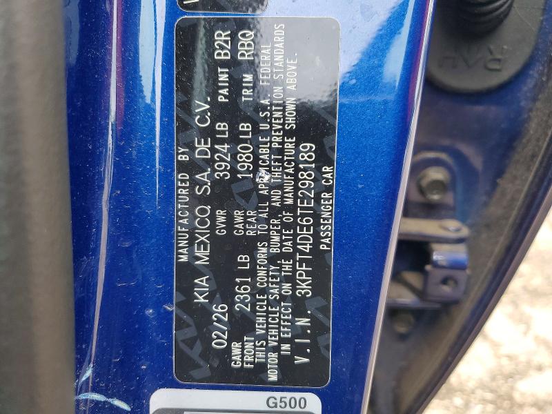 Aukcja sprzedaży 2026 Kia K4, vin: 3KPFT4DE6TE298189, numer aukcji: 55700916