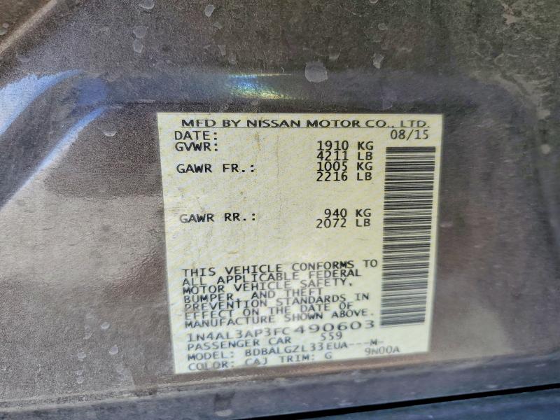59346216 :رقم المزاد ، 1N4AL3AP3FC490603 vin ، 2015 Nissan Altima مزاد بيع