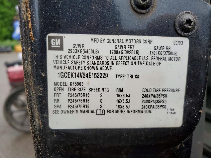 Aukcja sprzedaży 2004 Chevrolet Silverado, vin: 1GCEK14V54E152229, numer aukcji: 58234506