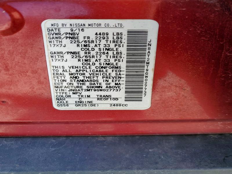 Aukcja sprzedaży 2016 Nissan Rogue, vin: JN8AT2MT9GW027737, numer aukcji: 57514206