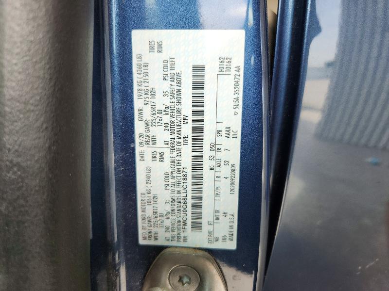 2020 Ford Escape მანქანა იყიდება აუქციონზე, vin: 1FMCU0G68LUC18871, აუქციონის ნომერი: 57345736