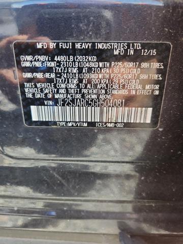 Aukcja sprzedaży 2016 Subaru Forester, vin: JF2SJARC5GH504081, numer aukcji: 58012686