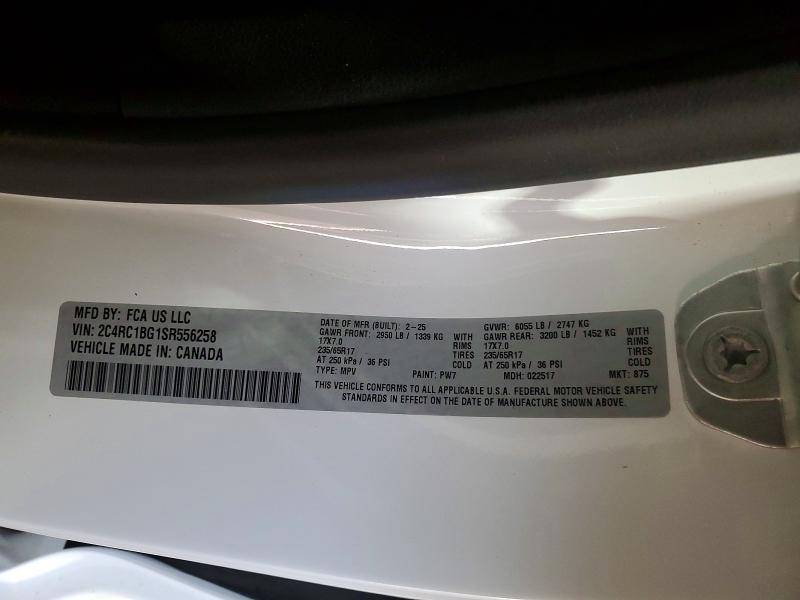 Aukcja sprzedaży 2025 Chrysler Pacifica, vin: 2C4RC1BG1SR556258, numer aukcji: 57739846