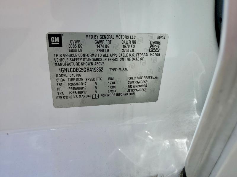 2016 Chevrolet Tahoe მანქანა იყიდება აუქციონზე, vin: 1GNLCDEC5GR419862, აუქციონის ნომერი: 59291416