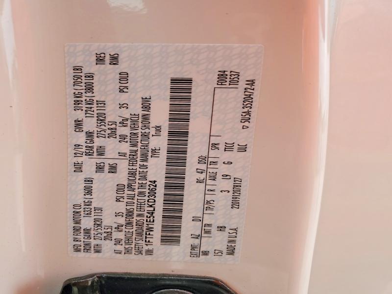 Aukcja sprzedaży 2020 Ford F150, vin: 1FTFW1E54LKD30624, numer aukcji: 55779686