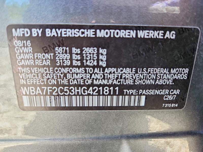 55880146 :رقم المزاد ، WBA7F2C53HG421811 vin ، 2017 Bmw 750 مزاد بيع