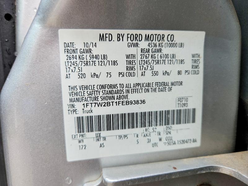 2015 Ford F250 მანქანა იყიდება აუქციონზე, vin: 1FT7W2BT1FEB93836, აუქციონის ნომერი: 58281376
