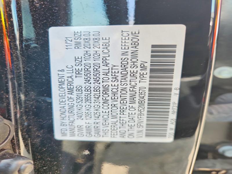 2021 Honda Passport მანქანა იყიდება აუქციონზე, vin: 5FNYF8H52MB043570, აუქციონის ნომერი: 55357226