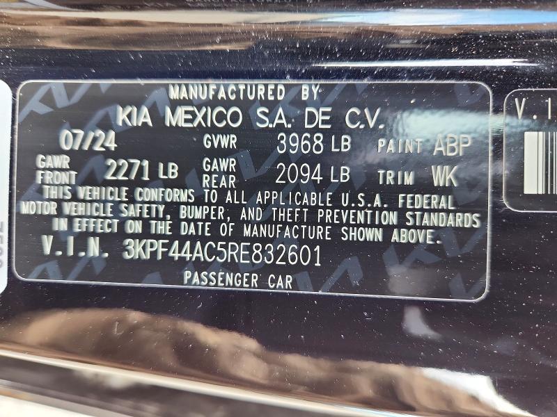 57484646 :رقم المزاد ، 3KPF44AC5RE832601 vin ، 2024 Kia Forte مزاد بيع