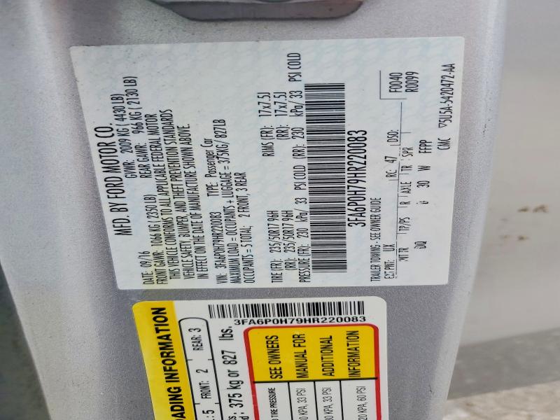 Aukcja sprzedaży 2017 Ford Fusion, vin: 3FA6P0H79HR220083, numer aukcji: 56444136