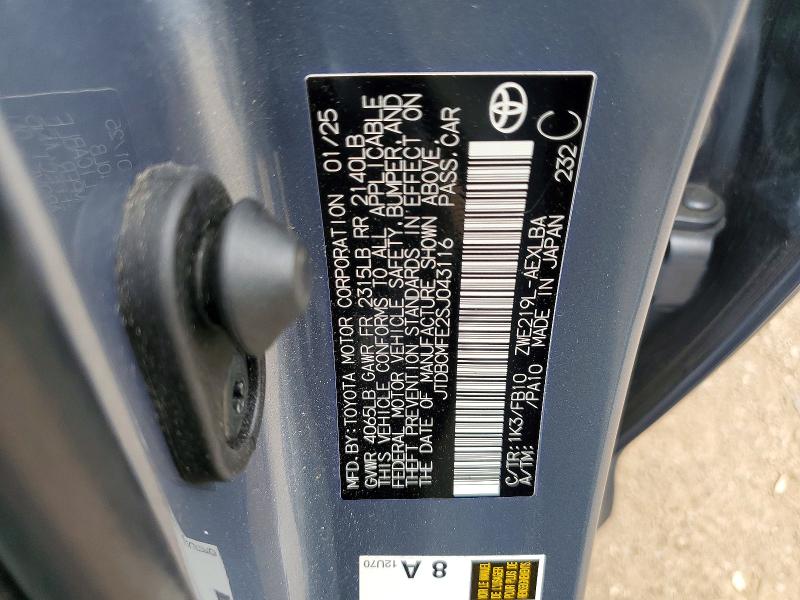 Aukcja sprzedaży 2025 Toyota Corolla Hybrid, vin: JTDBCMFE2SJ043116, numer aukcji: 57501956