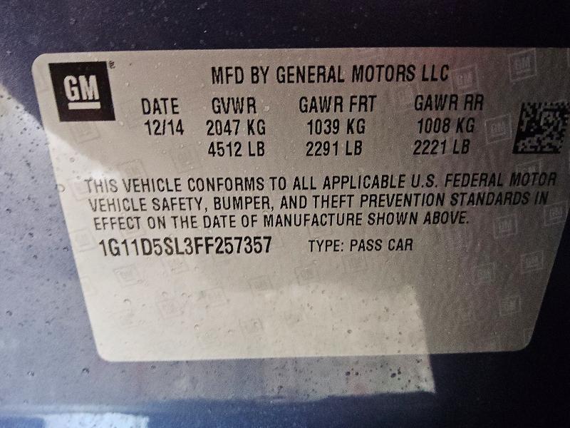 56130926 :رقم المزاد ، 1G11D5SL3FF257357 vin ، 2015 Chevrolet Malibu مزاد بيع
