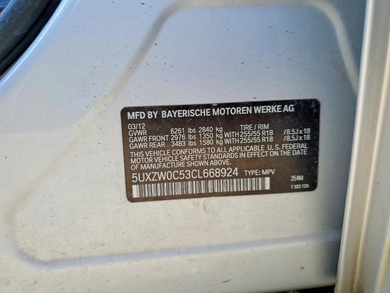 Aukcja sprzedaży 2012 Bmw X5, vin: 5UXZW0C53CL668924, numer aukcji: 56434046