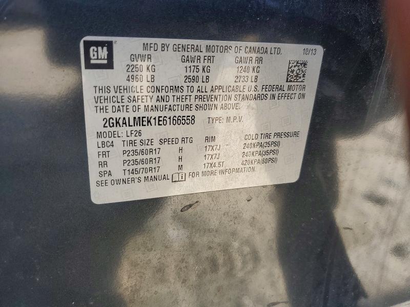 Aukcja sprzedaży 2014 Gmc Terrain, vin: 2GKALMEK1E6166558, numer aukcji: 58894256