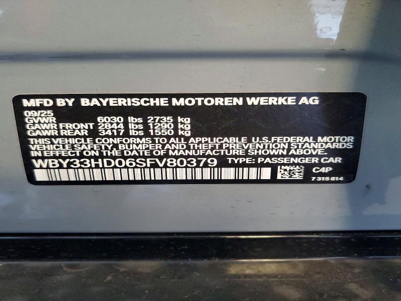 Продаж на аукціоні авто 2025 Bmw I4, vin: WBY33HD06SFV80379, номер лоту: 58782196