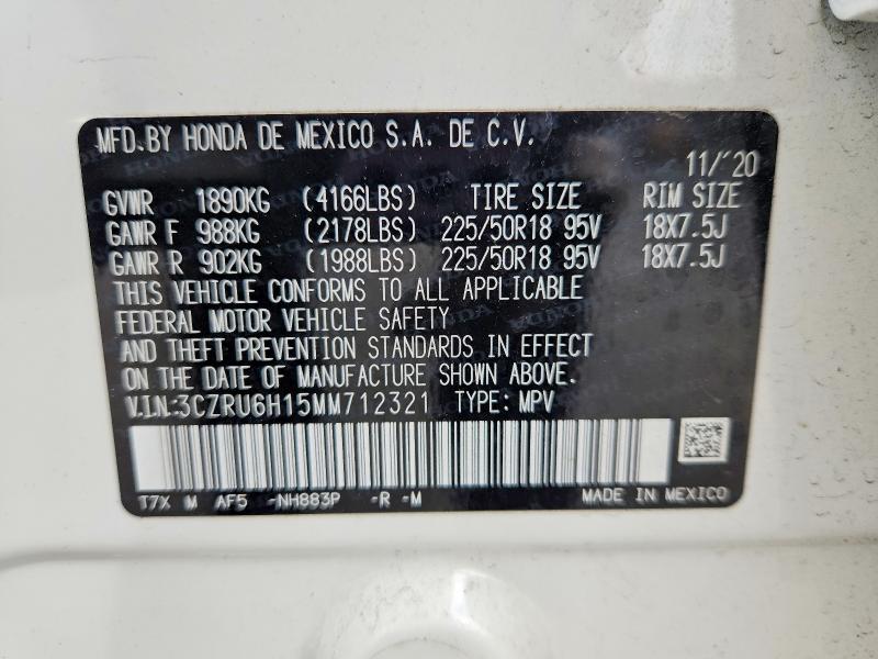 Aukcja sprzedaży 2021 Honda Hr-v, vin: 3CZRU6H15MM712321, numer aukcji: 55365576