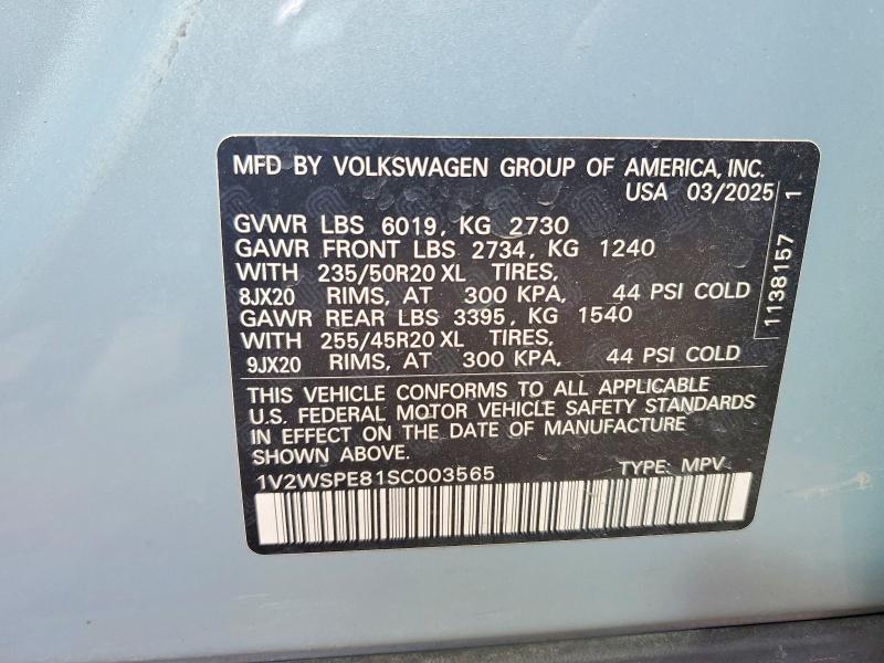 Продаж на аукціоні авто 2025 Volkswagen Id.4, vin: 1V2WSPE81SC003565, номер лоту: 56845266