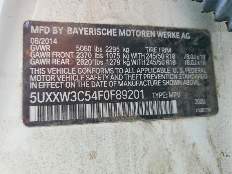 56602896 :رقم المزاد ، 5UXXW3C54F0F89201 vin ، 2015 Bmw X4 مزاد بيع