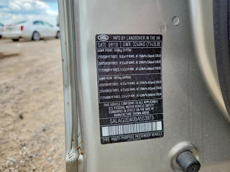 2011 Land Rover Lr4 მანქანა იყიდება აუქციონზე, vin: SALAG2D40BA553973, აუქციონის ნომერი: 58363866