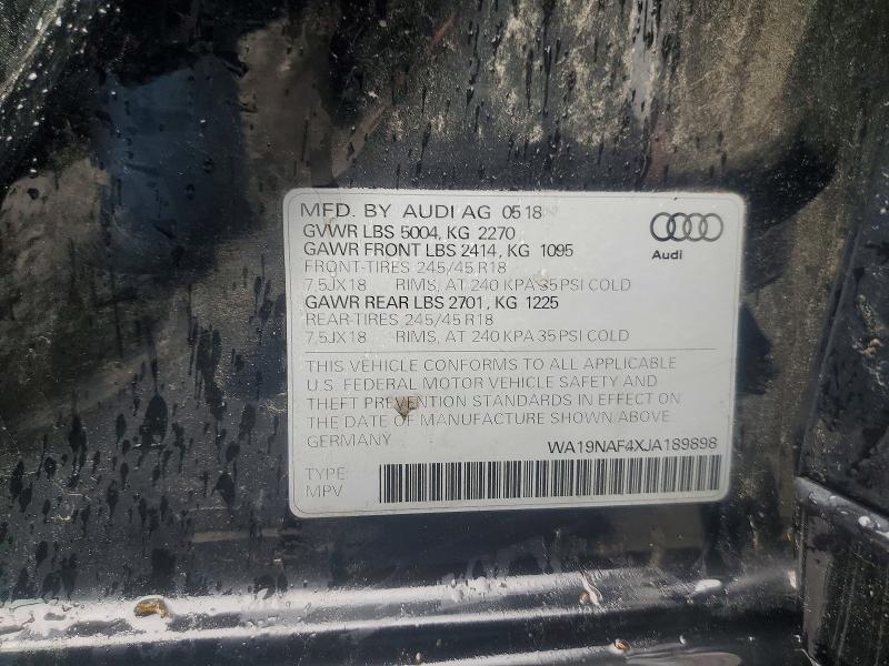 Продаж на аукціоні авто 2018 Audi A4 Allroad, vin: WA19NAF4XJA189898, номер лоту: 57544166