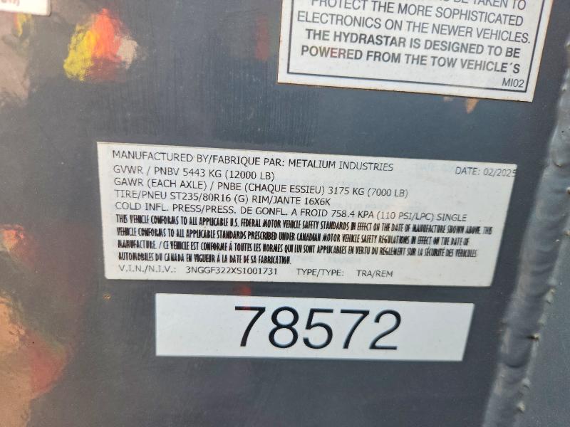 58368436 :رقم المزاد ، 3NGGF322XS1001731 vin ، 2025 Metalium Unknown مزاد بيع
