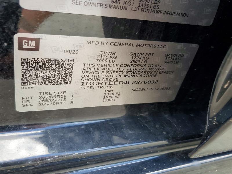 57491566 :رقم المزاد ، 1GCRYEED4LZ376032 vin ، 2020 Chevrolet Silverado مزاد بيع