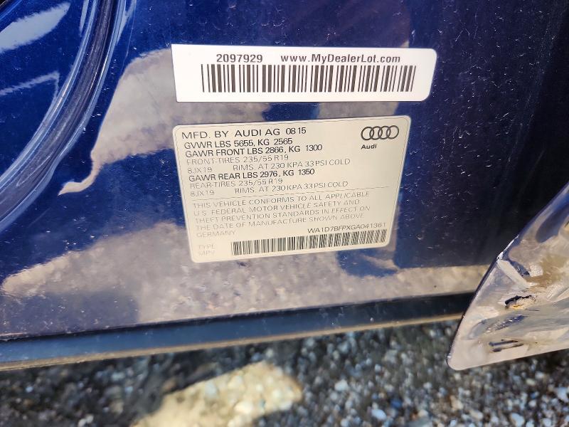 56783406 :رقم المزاد ، WA1D7BFPXGA041361 vin ، 2016 Audi Q5 مزاد بيع
