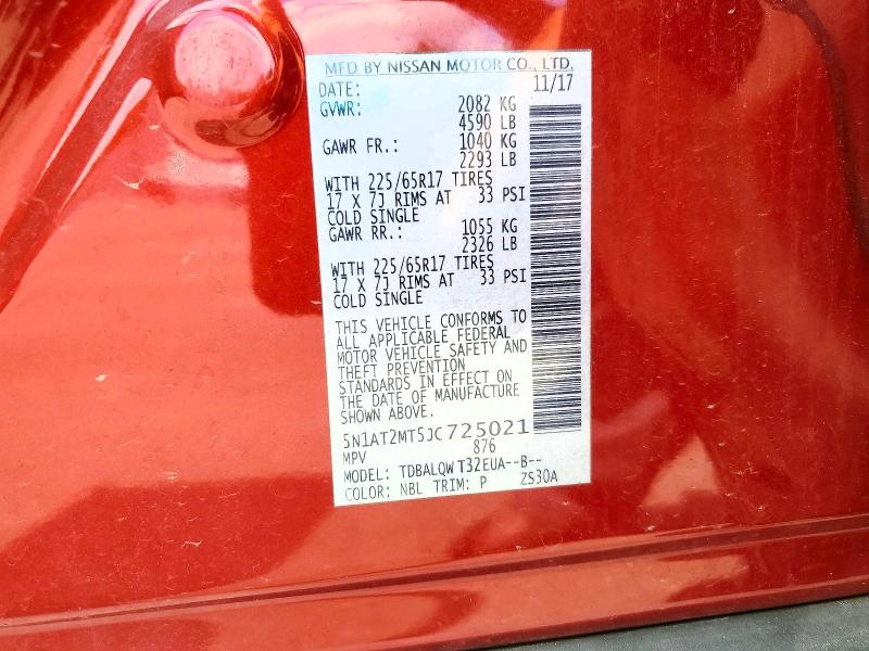 Aukcja sprzedaży 2018 Nissan Rogue, vin: 5N1AT2MT5JC725021, numer aukcji: 57465286