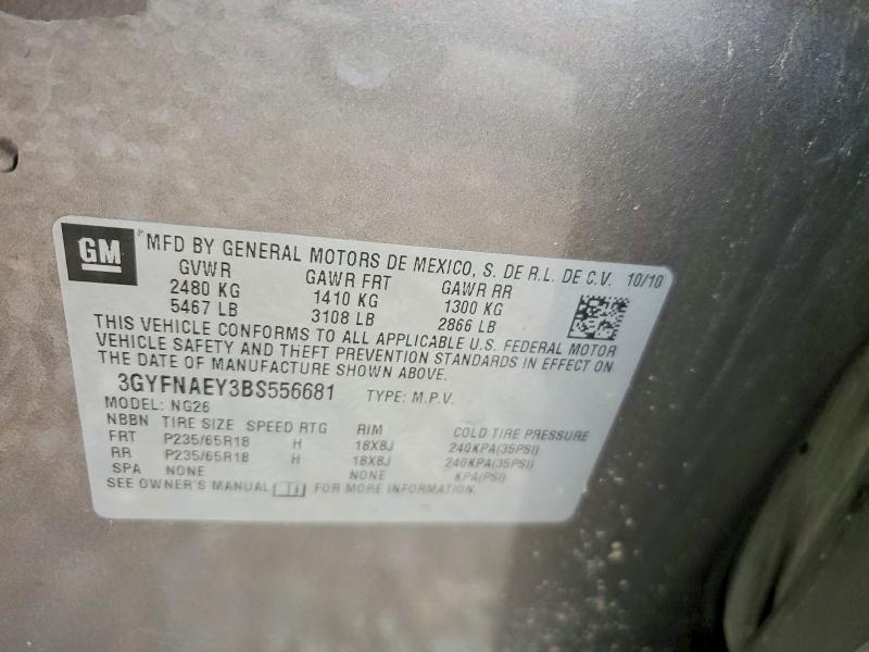 Aukcja sprzedaży 2011 Cadillac Srx, vin: 3GYFNAEY3BS556681, numer aukcji: 57310166