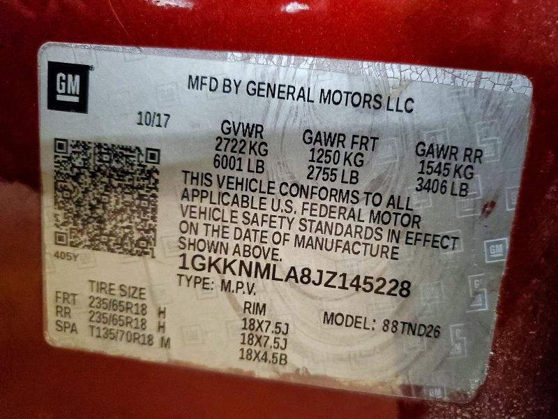 Aukcja sprzedaży 2018 Gmc Acadia, vin: 1GKKNMLA8JZ145228, numer aukcji: 58104966