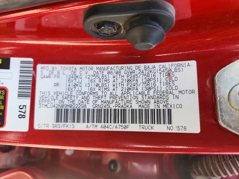 Продаж на аукціоні авто 2009 Toyota Tacoma, vin: 3TMLU42N09M022298, номер лоту: 57017856