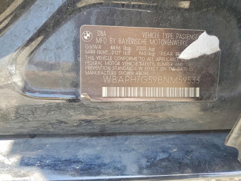 55144566 :رقم المزاد ، WBAPH7G59BNM59533 vin ، 2011 Bmw 328 I مزاد بيع