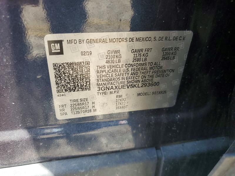 55884526 :رقم المزاد ، 3GNAXUEV5KL293600 vin ، 2019 Chevrolet Equinox مزاد بيع