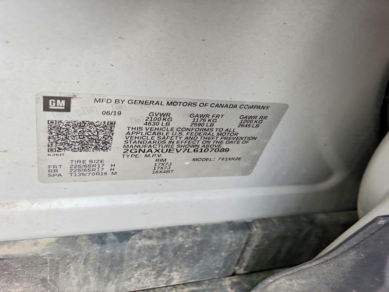 56338156 :رقم المزاد ، 2GNAXUEV7L6107089 vin ، 2020 Chevrolet Equinox مزاد بيع