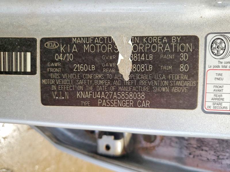 Продаж на аукціоні авто 2010 Kia Forte, vin: KNAFU4A27A5858038, номер лоту: 57363266