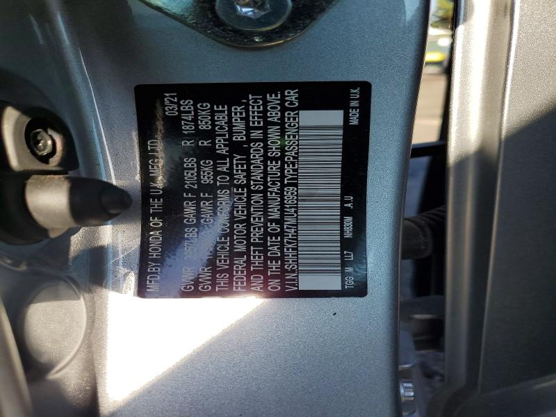 Продажа на аукционе авто 2021 Honda Civic, vin: SHHFK7H47MU416959, номер лота: 85604085