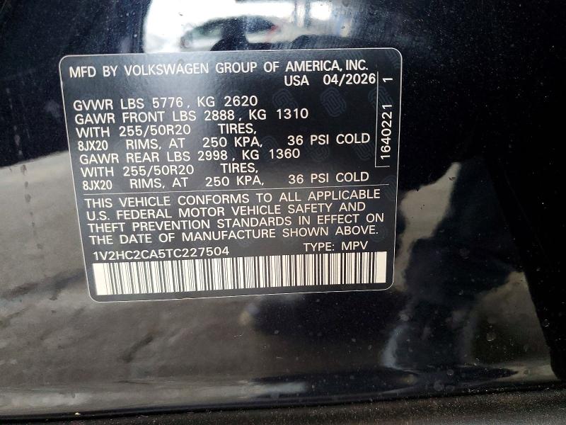 59132426 :رقم المزاد ، 1V2HC2CA5TC227504 vin ، 2026 Volkswagen Atlas Cross Sport مزاد بيع
